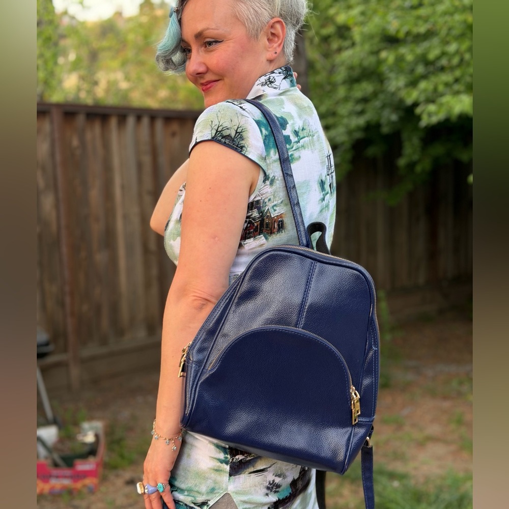Minimal Navy Mini Backpack
